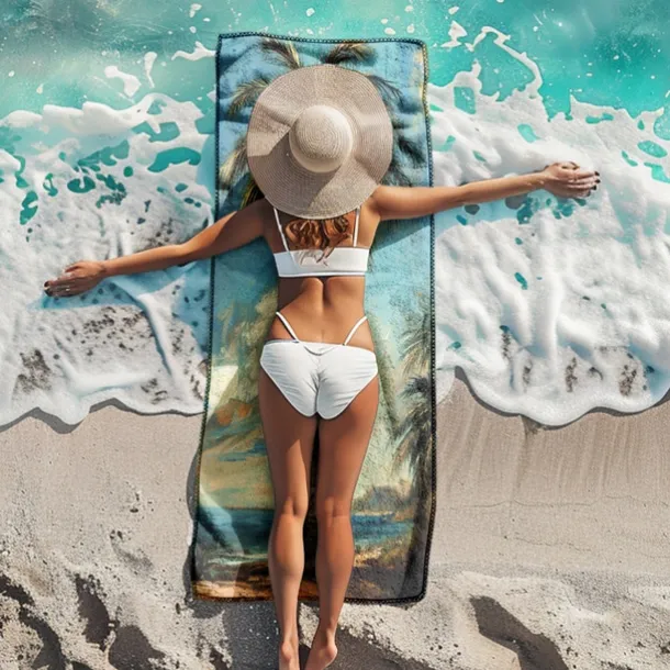 Beach Towel Comfy Blankets Love Sea Series Bath Towel Large 3D Print Pattern Towel Bath Towel Beach Sheet Blanket Classic 100% Micro Fiber