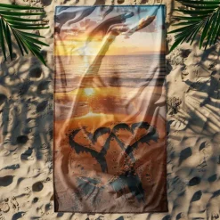 Beach Towel Comfy Blankets Love Sea Series Bath Towel Large 3D Print Pattern Towel Bath Towel Beach Sheet Blanket Classic 100% Micro Fiber
