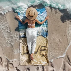 Beach Towel Comfy Blankets Love Sea Series Bath Towel Large 3D Print Pattern Towel Bath Towel Beach Sheet Blanket Classic 100% Micro Fiber