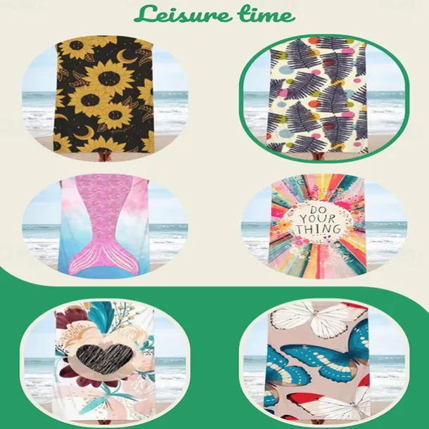 Beach Towel for Adults Men Women Kids, Sand Free Beach Towel Quick Dry Microfiber Lightweight, Oversized Pool Towel Super Absorbent Personalized Towels