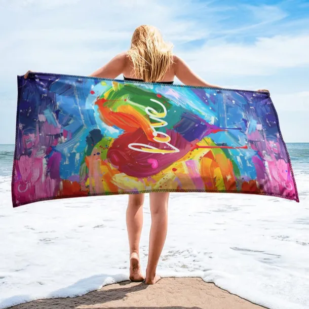 Beach Towel LGBT Love Series Large 3D Print Sea Pattern Towel Bath Towel Beach Sheet Blanket Classic 100% Micro Fiber Comfy Blankets