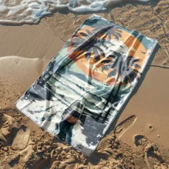 Beach Towel Palm Tree Sunset Large 3D Print Pattern Towel Bath Towel Beach Sheet Blanket Classic 100% Micro Fiber Comfy Blankets
