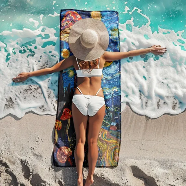Beach Towel Summer Beach Blankets 100% Micro Fiber Breathing Comfy Blankets