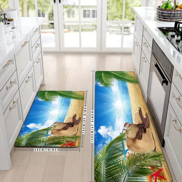 Beach View Area Rug Kitchen Rug Mat Non-Slip Oil Proof Floor Mat Livingroom Rug Indoor Outdoor Mat Bedroom Decor Bathroom Mat Entrance Rug Door Mat