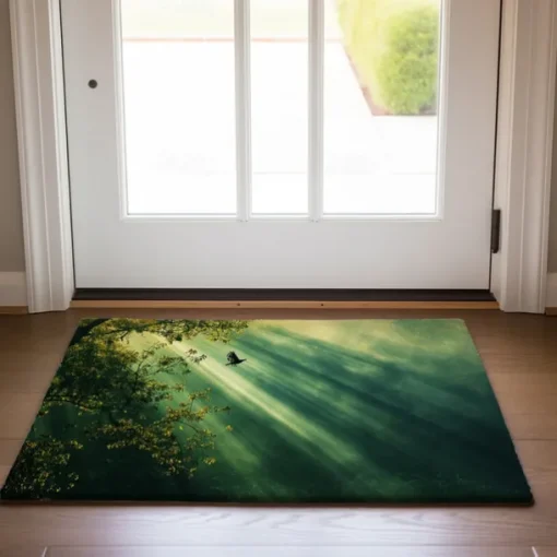 Beam Lights Forest Doormat Non-Slip Oil Proof Rug Indoor Outdoor Mat Bedroom Decor Bathroom Mat Entrance Rug Door Mat