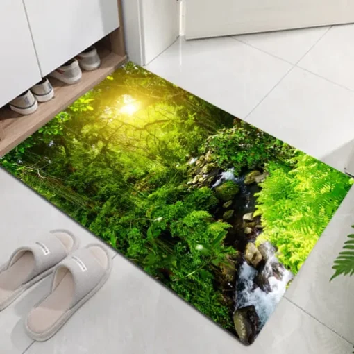 Beautiful Landscape Woods Flannel Fabric Printed Home Entrance Mattress Bathroom Mattress Mattress