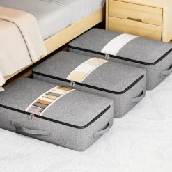 Bed Bottom Storage Bag, Clothes Quilt Storage Bag with Transparent Window, Foldable Large Capacity Wardrobe Organizer Bag