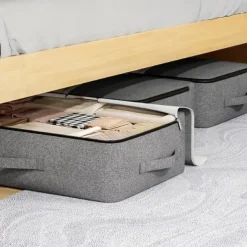 Bed Bottom Storage Bag, Clothes Quilt Storage Bag with Transparent Window, Foldable Large Capacity Wardrobe Organizer Bag