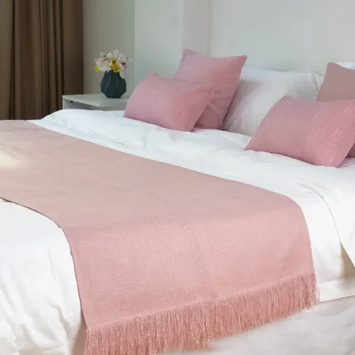 Bed Runner Bed Scarf, Linen Textured Decorative Bed Scarf for Home Hotel Bedspreads Scarves Protection Modern Solid Bed Runner for Foot of Bed Home Bedroom Bedding Decoration