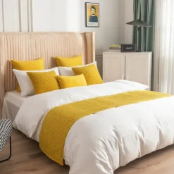 Bed Runner Bed Scarf, Velvet Decorative Bed Scarf for Home Hotel Bedspreads Scarves Protection Modern Solid Bed Runner for Foot of Bed Home Bedroom Bedding Decoration