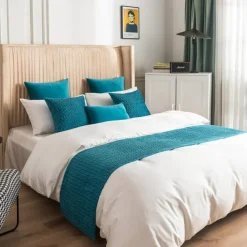 Bed Runner Bed Scarf, Velvet Decorative Bed Scarf for Home Hotel Bedspreads Scarves Protection Modern Solid Bed Runner for Foot of Bed Home Bedroom Bedding Decoration