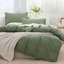 Bedding Duvet Cover Set - 1 Duvet Cover with 2/1 Pillow Shams - 3/2 Pieces Comforter Cover with Zipper Closure Sage Green Peach Puzz Red Blue Yellow White Black