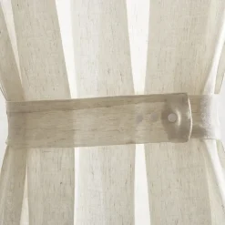 Beige French Door Curtains Faux Linen Sheer Voile Drapes Sunlight Filtering Protect Privacy Sidelight Curtains for Siding Glass Door Including Tieback