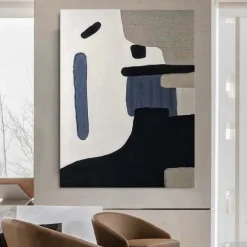 Beige Wabi Sabi oil painting handmade Wall Art Black Beige Abstract Painting Large Black Minimalist painting Wall Art Beige Textured Canvas Painting Neutral Wall Art Decor paintings