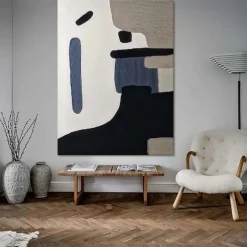 Beige Wabi Sabi oil painting handmade Wall Art Black Beige Abstract Painting Large Black Minimalist painting Wall Art Beige Textured Canvas Painting Neutral Wall Art Decor paintings
