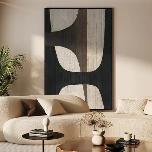 Beige Wabi Sabi oil painting handmade Wall Art Brown Beige Abstract Painting Large Black Minimalist painting Wall Art Beige Textured Canvas Painting Neutral Wall Art Decor paintings