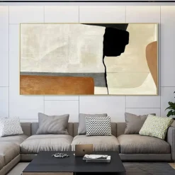Beige Wabi Sabi painting hand painted Wall Art Black Beige Abstract Painting Large Brown Minimalist art Wall Art Beige Textured Canvas Painting Neutral Wall Decor
