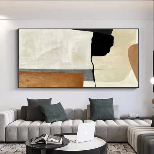 Beige Wabi Sabi painting hand painted Wall Art Black Beige Abstract Painting Large Brown Minimalist art Wall Art Beige Textured Canvas Painting Neutral Wall Decor