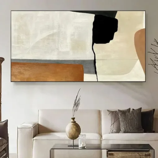 Beige Wabi Sabi painting hand painted Wall Art Black Beige Abstract Painting Large Brown Minimalist art Wall Art Beige Textured Canvas Painting Neutral Wall Decor