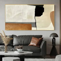 Beige Wabi Sabi painting hand painted Wall Art Black Beige Abstract Painting Large Brown Minimalist art Wall Art Beige Textured Canvas Painting Neutral Wall Decor