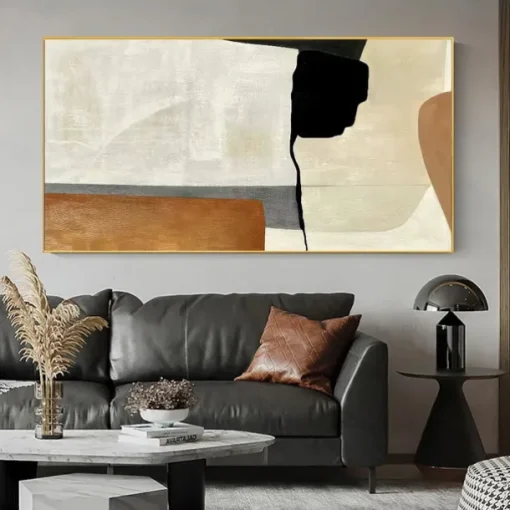 Beige Wabi Sabi painting hand painted Wall Art Black Beige Abstract Painting Large Brown Minimalist art Wall Art Beige Textured Canvas Painting Neutral Wall Decor