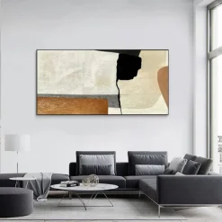 Beige Wabi Sabi painting hand painted Wall Art Black Beige Abstract Painting Large Brown Minimalist art Wall Art Beige Textured Canvas Painting Neutral Wall Decor