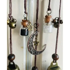 Bells for Door Knob for Protection, Witch Wind Chimes Door Hanger, Handmade Rattan Wind Chimes Witch Decor, Protection Witchcraft Home Decor-1pcs
