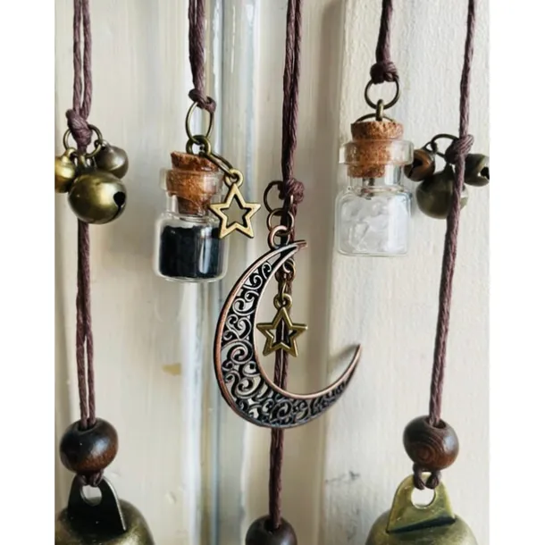 Bells for Door Knob for Protection, Witch Wind Chimes Door Hanger, Handmade Rattan Wind Chimes Witch Decor, Protection Witchcraft Home Decor-1pcs