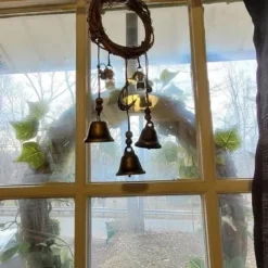 Bells for Door Knob for Protection, Witch Wind Chimes Door Hanger, Handmade Rattan Wind Chimes Witch Decor, Protection Witchcraft Home Decor-1pcs