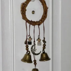Bells for Door Knob for Protection, Witch Wind Chimes Door Hanger, Handmade Rattan Wind Chimes Witch Decor, Protection Witchcraft Home Decor-1pcs