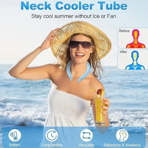 Below 28 Celsius Reusable Cooling Tube Neck Cooling Tube, Reusable Cooling Neck Sleeve, Wearable Neck Cooler Suitable For Hot Weather, Freezing Temperature Below 28 Celsius (90 Fahrenheit)