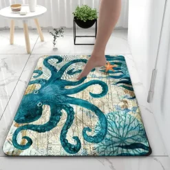 Benthos Bath Mat Non-slip Diatomaceous Earth Bath Mat Super Absorbent Bathroom Bath Rug Creative Bathroom Rug Coral Velve New Design