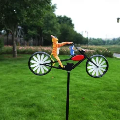 Bicycle Metal Wind Spinner Wrought Iron Metal Garden Decoration Windmill Cat Mouse Motorcycle