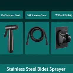 Bidet Sprayer Set No Drilling Bracket for Toilet Stainless Steel Head and Hose 1.5m/3m, Wall Mounted Handlheld Spray, Shattaf Diaper Cleaning for Personal Hygiene
