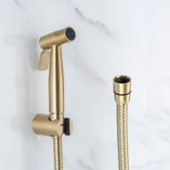 Bidet Toilet Sprayer Set-Handheld Bidet Sprayer Kit-Bathroom Hand Shower for Muslim Self Cleaning-Premium Stainless Steel Baby Cloth Diaper Sprayer Combo in Washroom Gold