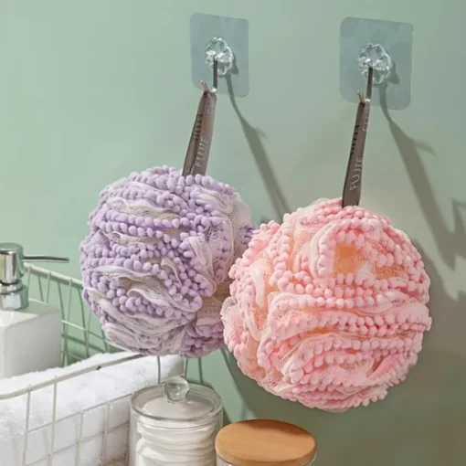 Big Bath Loofahs Shower Puff Ball, Flower Loofah Sponge Shower Bath Sponge Exfoliating Body Scrubber Pouf For Men Women