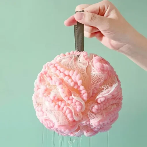 Big Bath Loofahs Shower Puff Ball, Flower Loofah Sponge Shower Bath Sponge Exfoliating Body Scrubber Pouf For Men Women