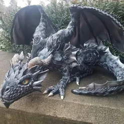 Big Squatting Dragon Sculpture, Resin Gothic Dragon Statue, Handicraft, Outdoor Decoration