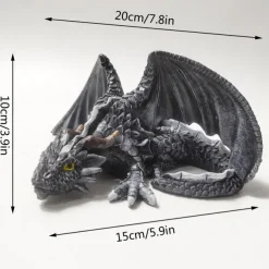 Big Squatting Dragon Sculpture, Resin Gothic Dragon Statue, Handicraft, Outdoor Decoration