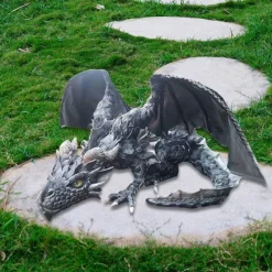 Big Squatting Dragon Sculpture, Resin Gothic Dragon Statue, Handicraft, Outdoor Decoration