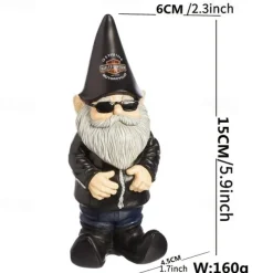 Biker Polystone Themed Garden Gnome Resin Garden Ornaments Yard Decoration Crafts