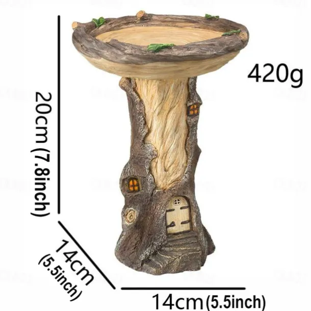 Bird Baths for Outdoors, Polyresin Animal Shape Bird Bath with Brown Pedestal, Handmade Wild Bird Feeder and Bird Bath Bowl, Garden Statue and Figurine for Outdoor, Garden, Lawn Yard Decorations
