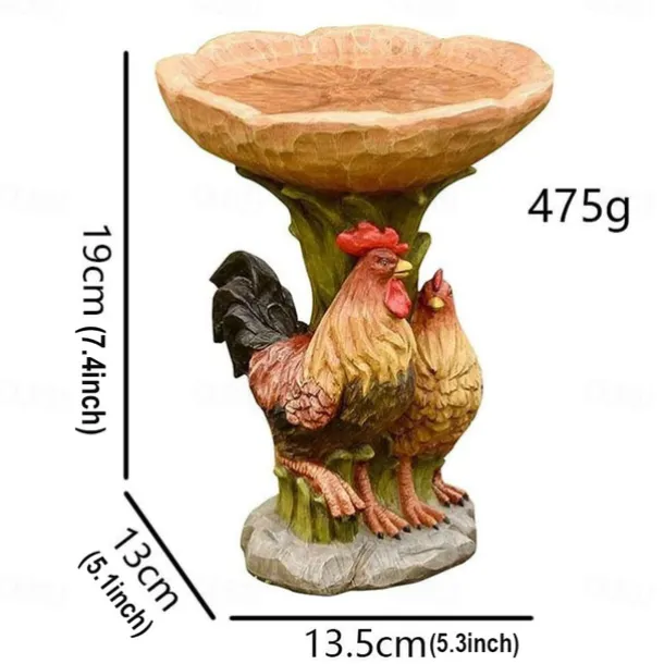 Bird Baths for Outdoors, Polyresin Animal Shape Bird Bath with Brown Pedestal, Handmade Wild Bird Feeder and Bird Bath Bowl, Garden Statue and Figurine for Outdoor, Garden, Lawn Yard Decorations