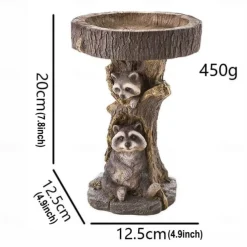 Bird Baths for Outdoors, Polyresin Animal Shape Bird Bath with Brown Pedestal, Handmade Wild Bird Feeder and Bird Bath Bowl, Garden Statue and Figurine for Outdoor, Garden, Lawn Yard Decorations