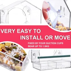 Bird Feeder for Outside - Clear Window Bird Feeders with Strong Suction Cups - Transparent Bird Feeder Window MoAunt Acrylic Bird House for Cat Window Perch