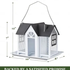 Bird Feeder House for Outside, Metal Mesh Wild Bird Feeder with Triple Feeders for Finch Cardinal Chickadee, Large Capacity, Weatherproof and Durable