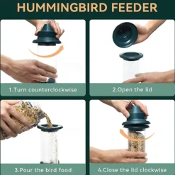 Bird Feeders for Outdoors Hanging Squirrel Proof Bird Feeders for Outdoors Large Tube Bird Feeder with 4 Feeding Ports Bird Seed Feeder with Hook and Food Tray Attract Multiple Birds
