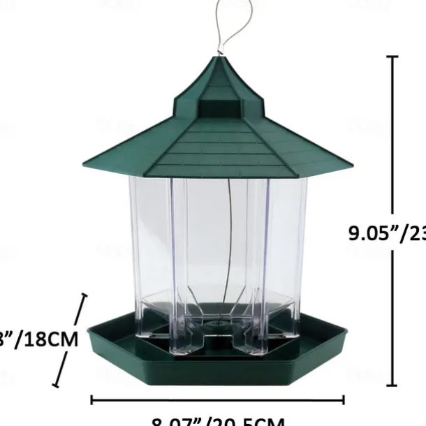 Bird Feeders Hanging Squirrel Proof Bird Feeder Plastic Bird Seed Feeder With Hexagonal Roof See Through Bird Feeder On Window Bird Feeders For Small Birds Goldfinch Feeder