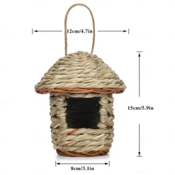 Bird House for Outside Hanging,Grass Handwoven Bird Nest,Hummingbird House,Natural Bird Hut Outdoor,Birdhouse for Kids,Songbirds House