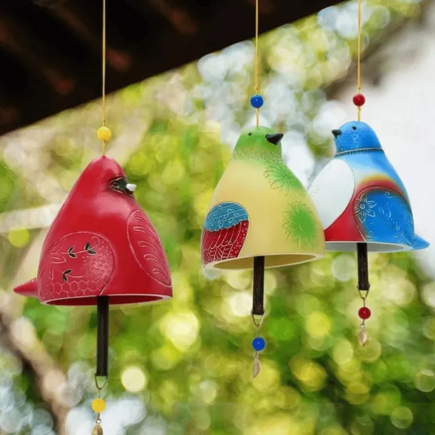 Bird Song Bell, Resin Craft Outdoor Wind Chime, Garden & Patio Hanging Decor, Home & Yard Decoration